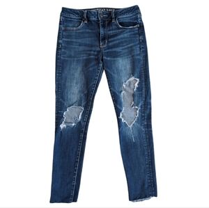 American Eagle Hi-Rise Jegging Ripped Knee size 6 petite Super Stretch